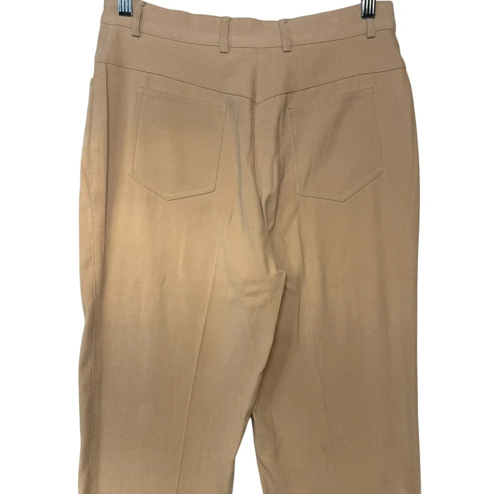 ST JOHN SPORT Women Camel Tan Straight Leg Pants Classic‎ Chic Professional Sz 4